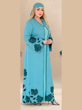 Abaya Ouverte Brodée – Vert d'eau