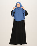 Ensemble abaya noire et khimar bleu