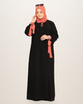 Ensemble abaya noire et khimar orange
