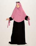 Ensemble abaya noire et khimar rose