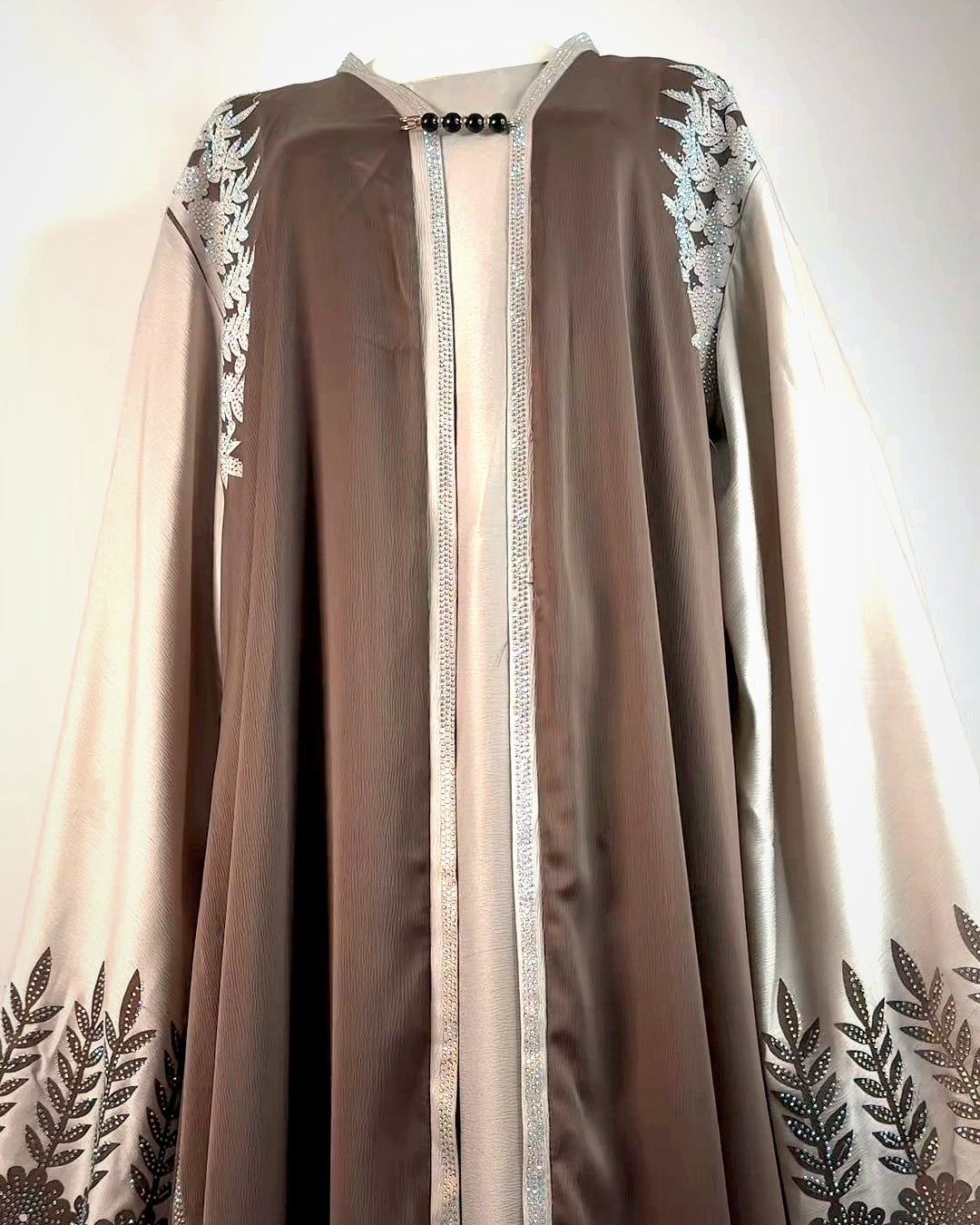Abaya Satin Brodée Marron